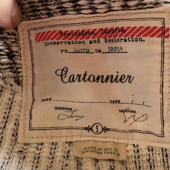 ANTHROPOLOGY Cottonaire fringe snap jacket zippered pockets Black cream Small - Picture 2 of 15